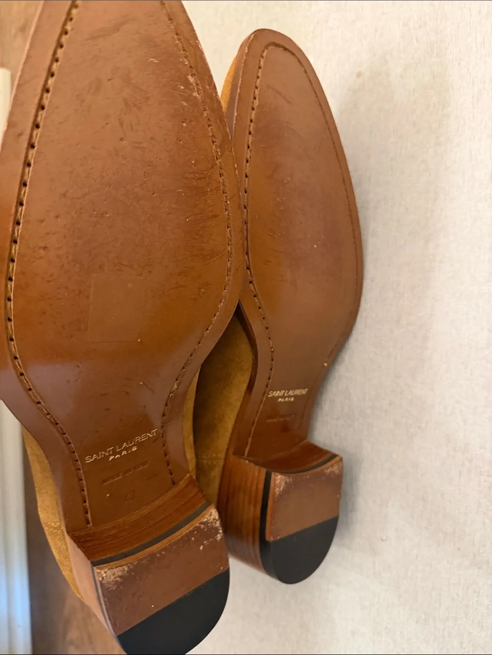 Yves Saint Laurent Men's Suede Chukka Boots in Tan Brown